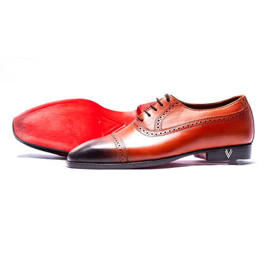 Tan/Brown Cap Toe Oxford Shoes