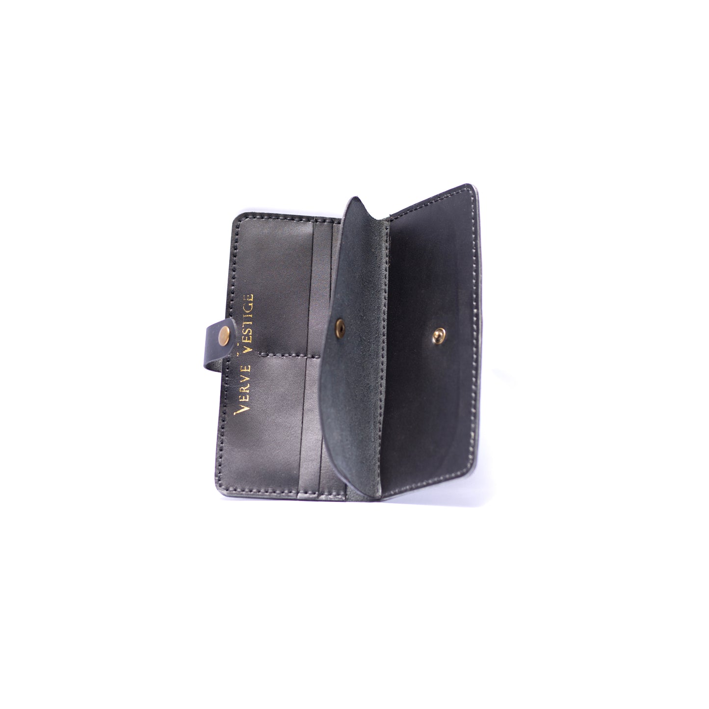 Black Leather Long Wallets Button Closure For Men