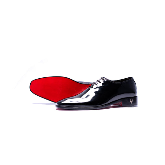 Handmade Black Patent Leather Oxford Shoes For Men