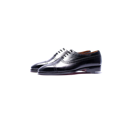 Handmade Leather Black Cap Toe Oxford Shoes For Men