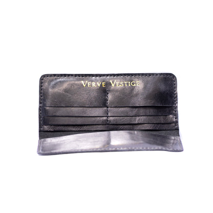 Black Leather Long Wallet