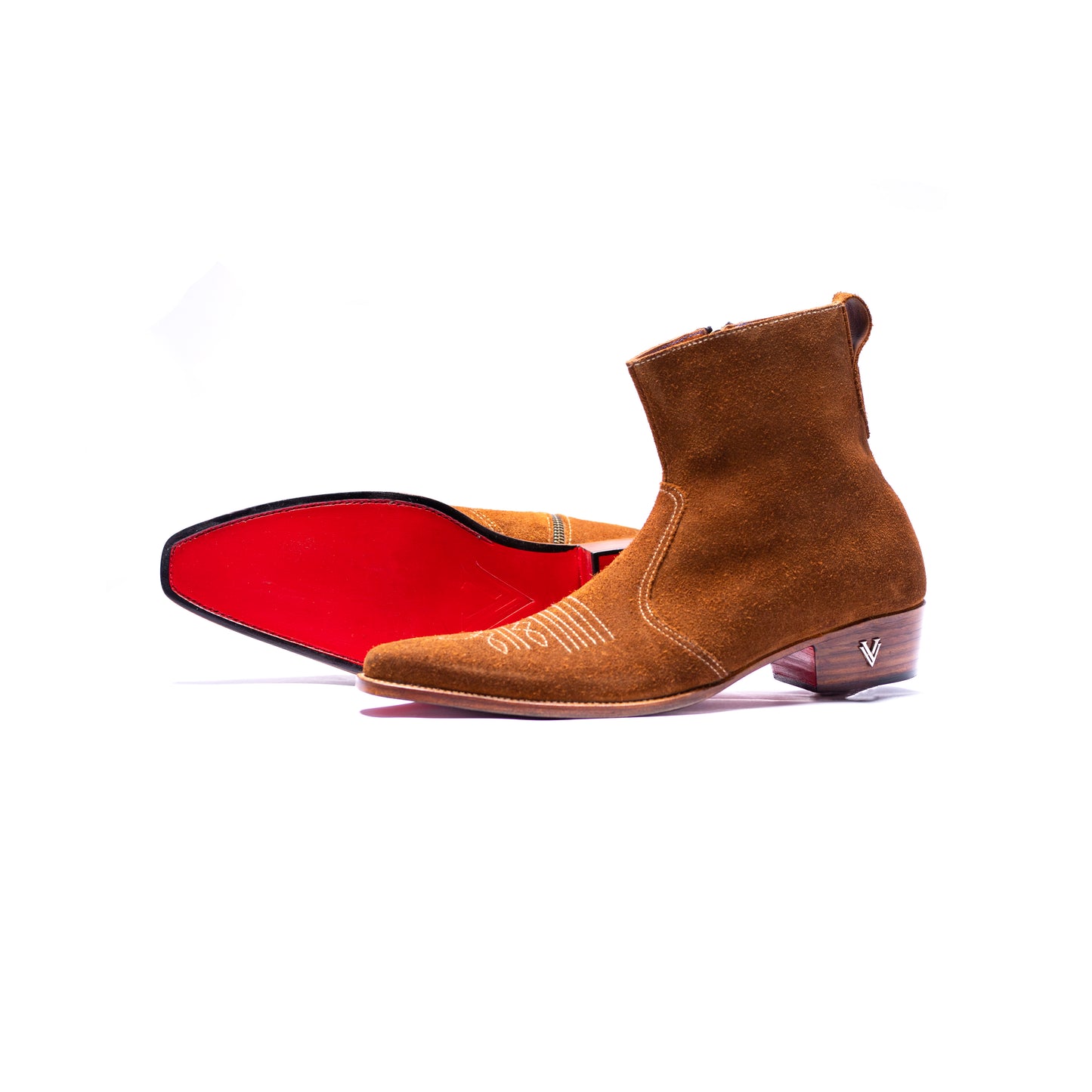 Handmade Suede Brown Cowboy Boots For Men