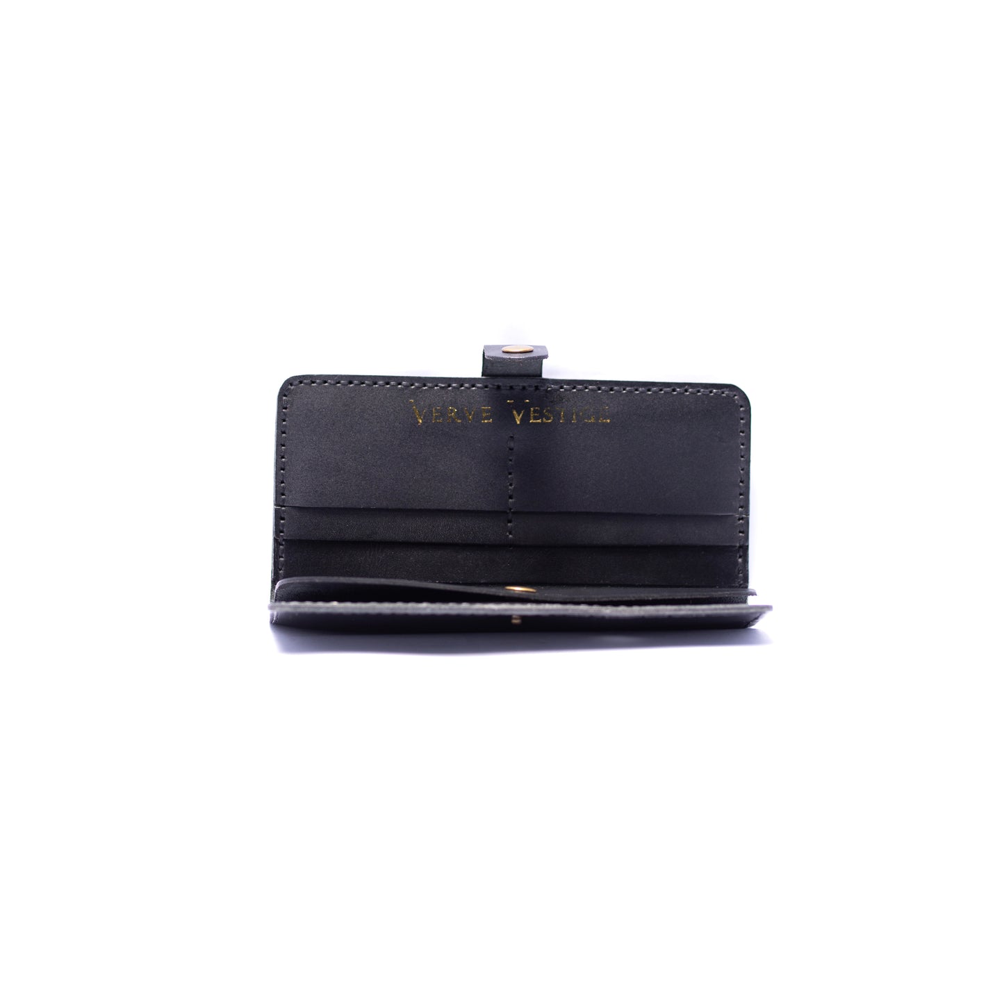 Black Leather Long Wallets Button Closure For Men