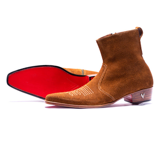 Brown Cowboy Zipper Boots
