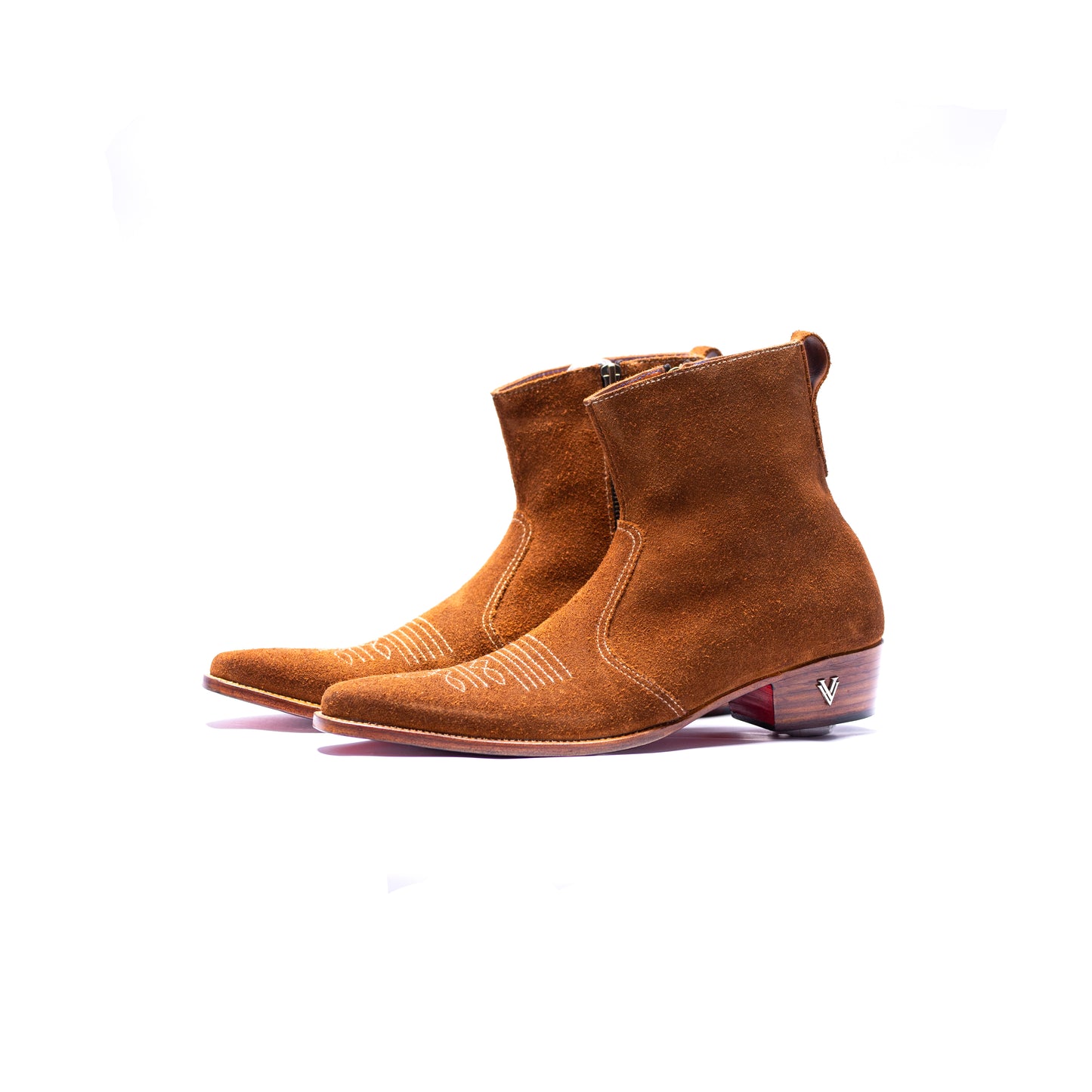 Handmade Suede Brown Cowboy Boots For Men