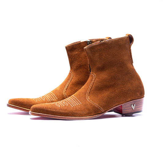 Brown Cowboy Zipper Boots