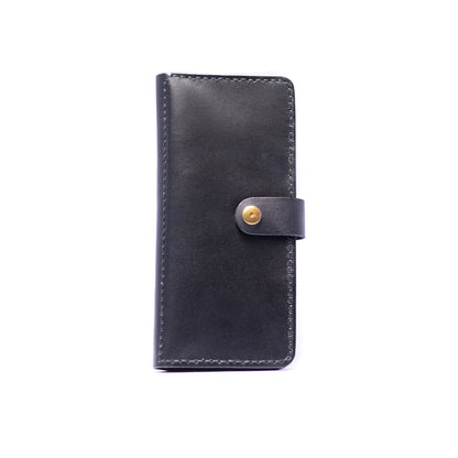 Black Long Button Closure Wallet