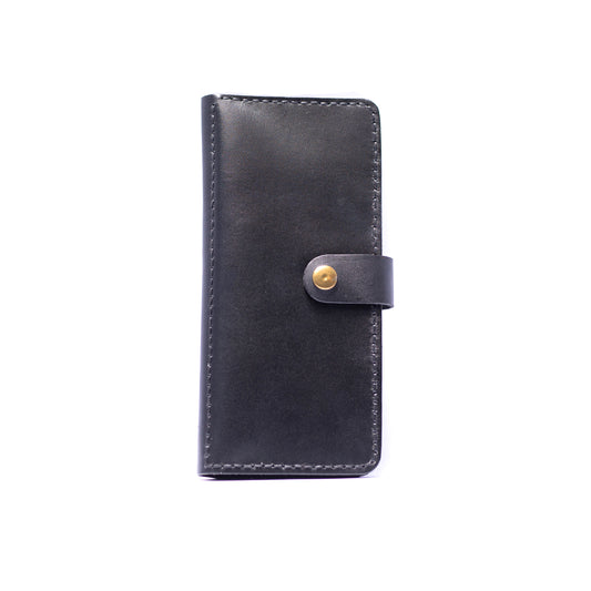 Black Long Button Closure Wallet