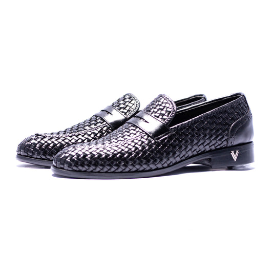 Black Woven Slip On Shoes