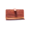 Dark Brown Long Button Closure Wallet