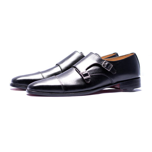 Black Double Monk Shoes