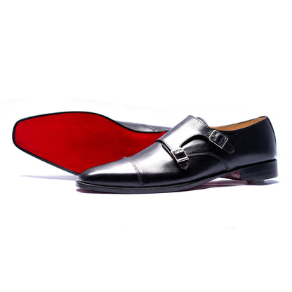 Black Double Monk Shoes