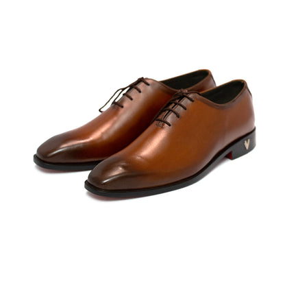 Handmade Brown Leather Oxford Dress Shoes For Men