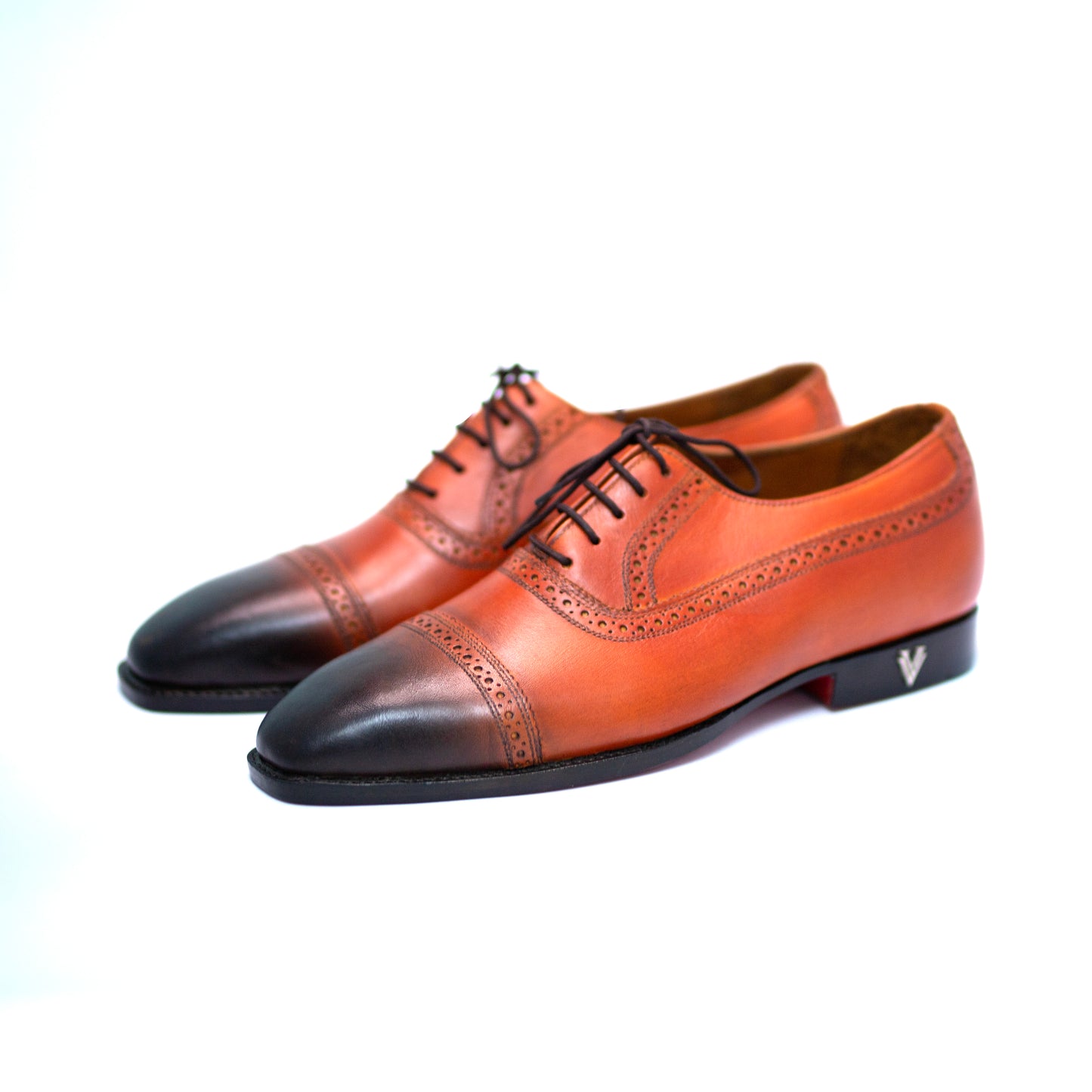 Handmade Two Tone Leather Cap Toe Oxford Shoes For Men