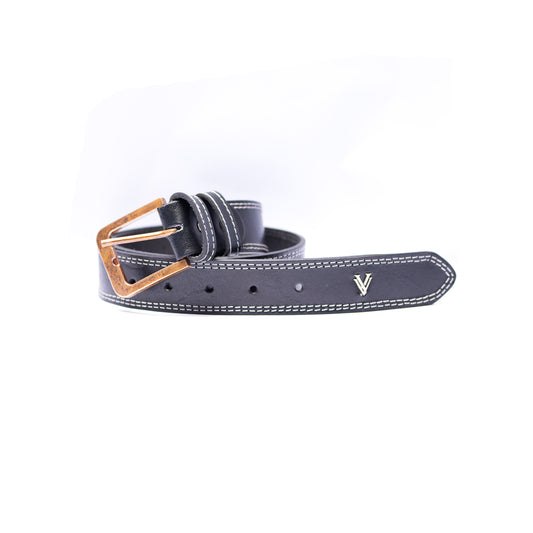 Handmade Leather Black Belt with Golden Buckle For Men