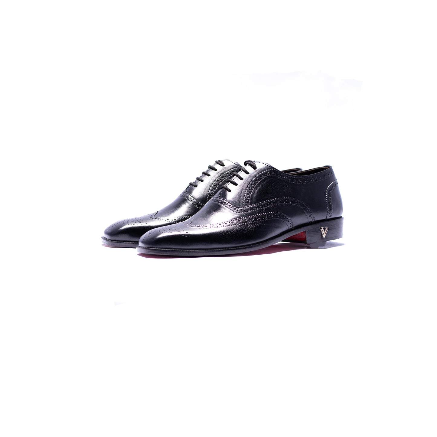 Handmade Leather Black Wingtip Oxford Shoes For Men