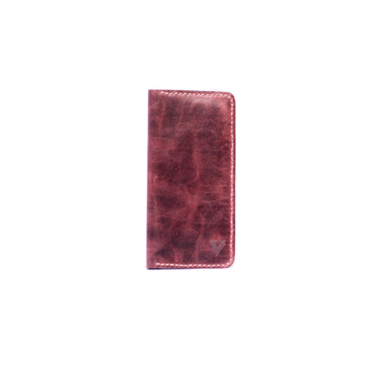 Burgundy Leather Long Wallets For Men