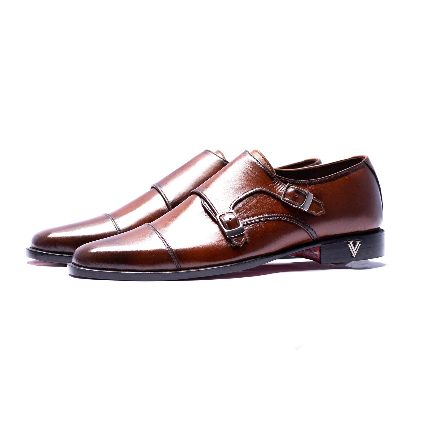Brown Double Monk Shoes