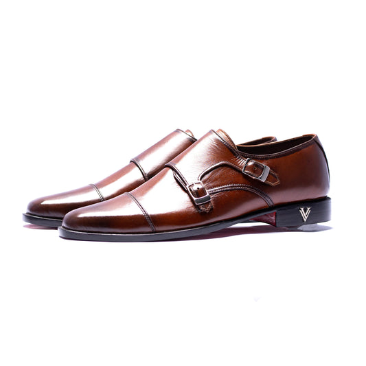 Brown Double Monk Shoes