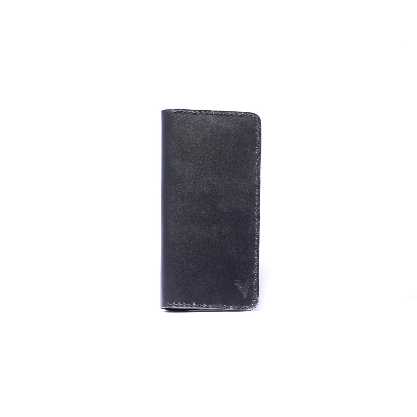 Black Leather Long Snap Button Closure Wallets For Men