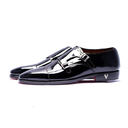 Black Patent Double Monk Shoes