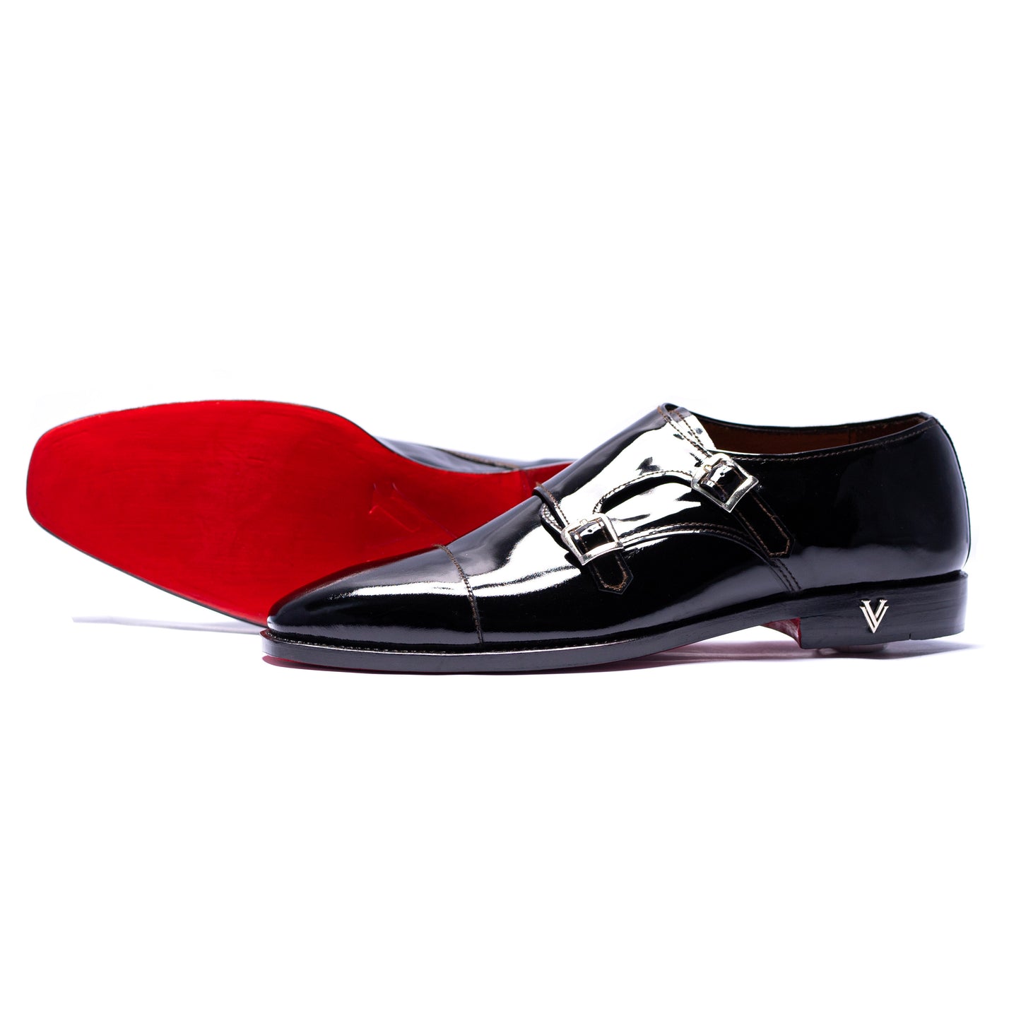 Black Patent Double Monk Shoes