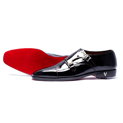 Black Patent Double Monk Shoes