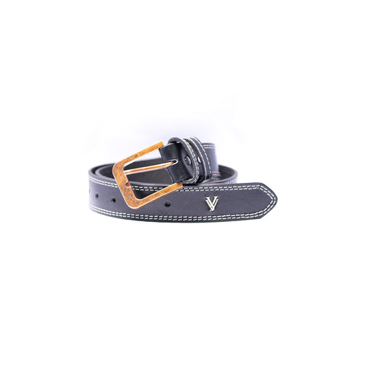 Handmade Leather Black Belt with Golden Buckle For Men
