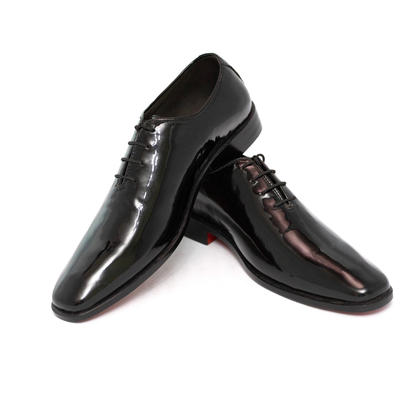 Handmade Black Patent Leather Oxford Shoes For Men