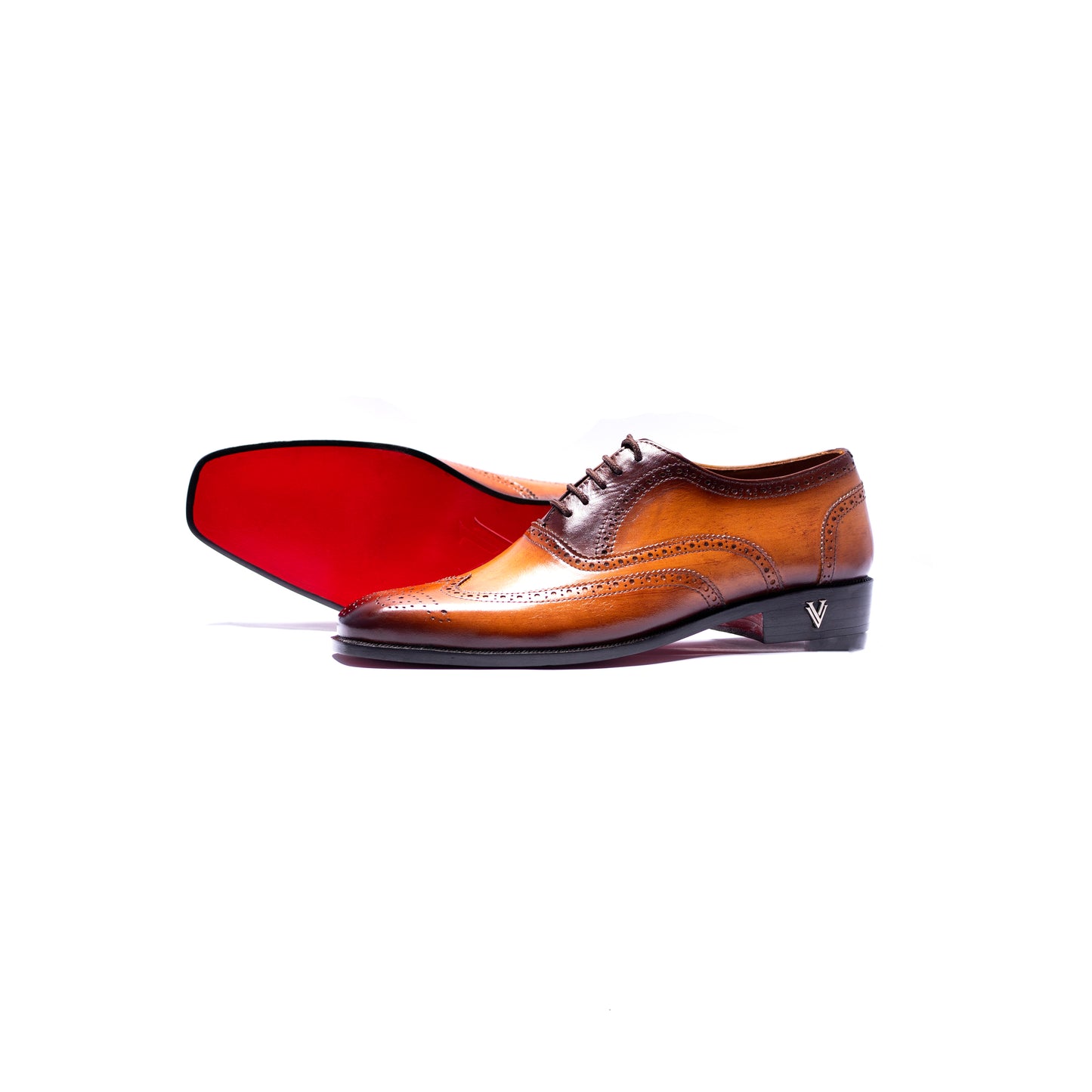 Handmade Tan/Brown Leather Brogue Oxford Shoes For Men