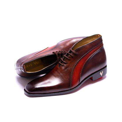 Handmade Brown Genuine Leather Chukka Dress Boots For Men