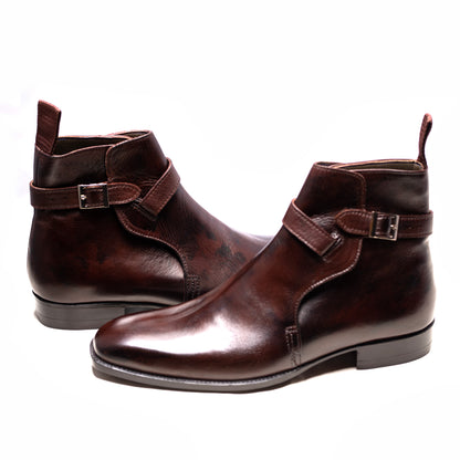 Handmade Brown Genuine Leather Jodhpurs Dress Boots for Men