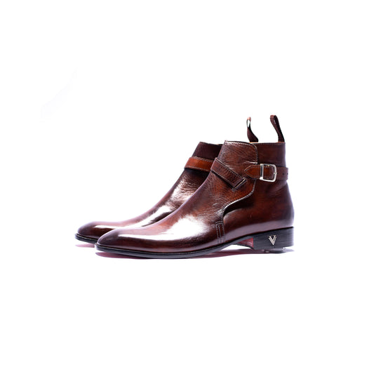 Handmade Brown Genuine Leather Jodhpurs Dress Boots for Men