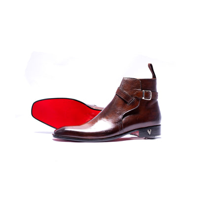 Handmade Brown Genuine Leather Jodhpurs Dress Boots for Men