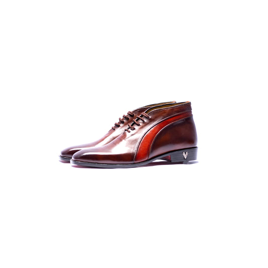 Handmade Brown Genuine Leather Chukka Dress Boots For Men