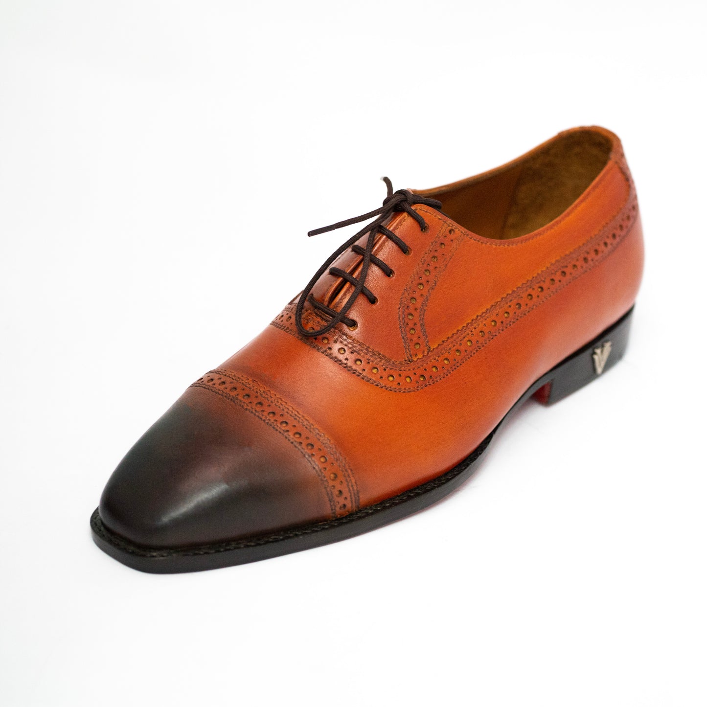 Handmade Two Tone Leather Cap Toe Oxford Shoes For Men