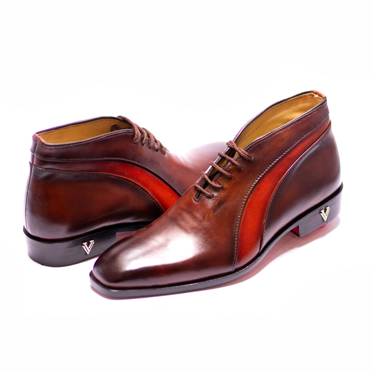 Handmade Brown Genuine Leather Chukka Dress Boots For Men