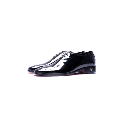 Handmade Black Patent Leather Oxford Shoes For Men