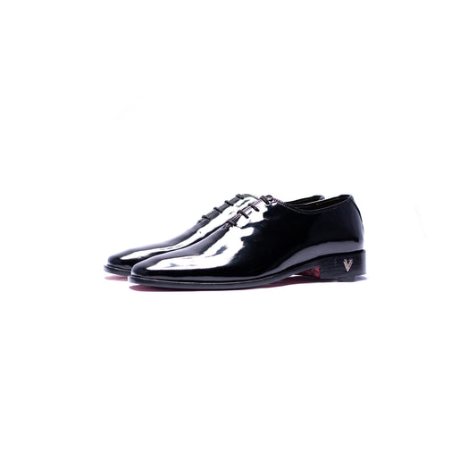 Handmade Black Patent Leather Oxford Shoes For Men