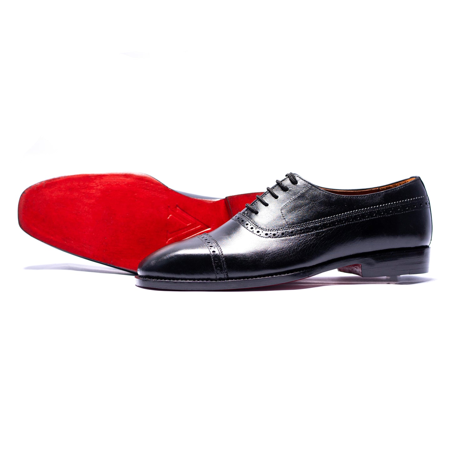 Special: Pack Of 3 Black Cap Toe Shoes with Matching Belt and Wallet