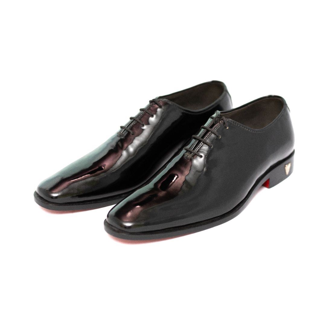Handmade Black Patent Leather Oxford Shoes For Men