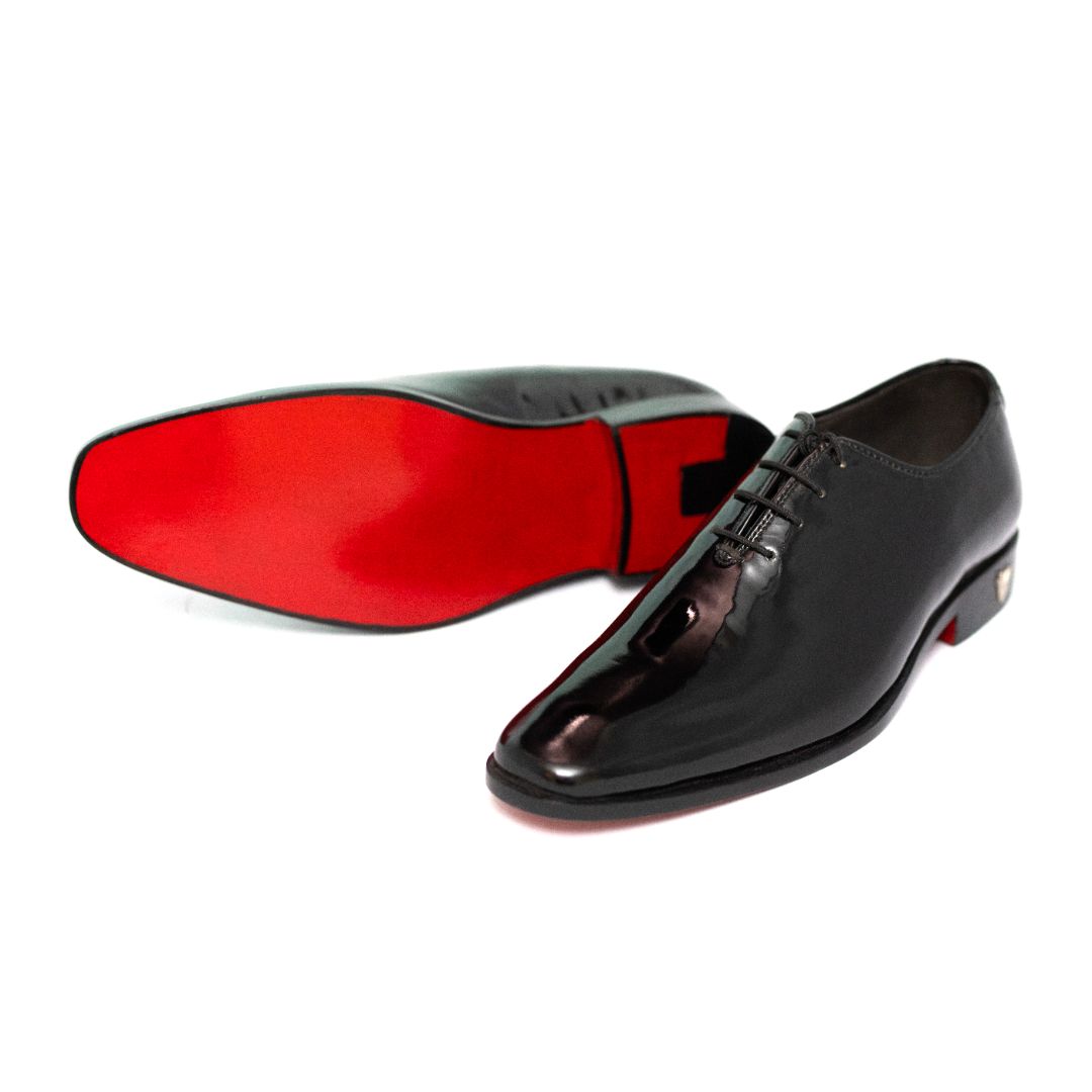 Handmade Black Patent Leather Oxford Shoes For Men