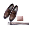 Special: Pack Of 3 Brown Woven Shoes with Matching Belt and Wallet