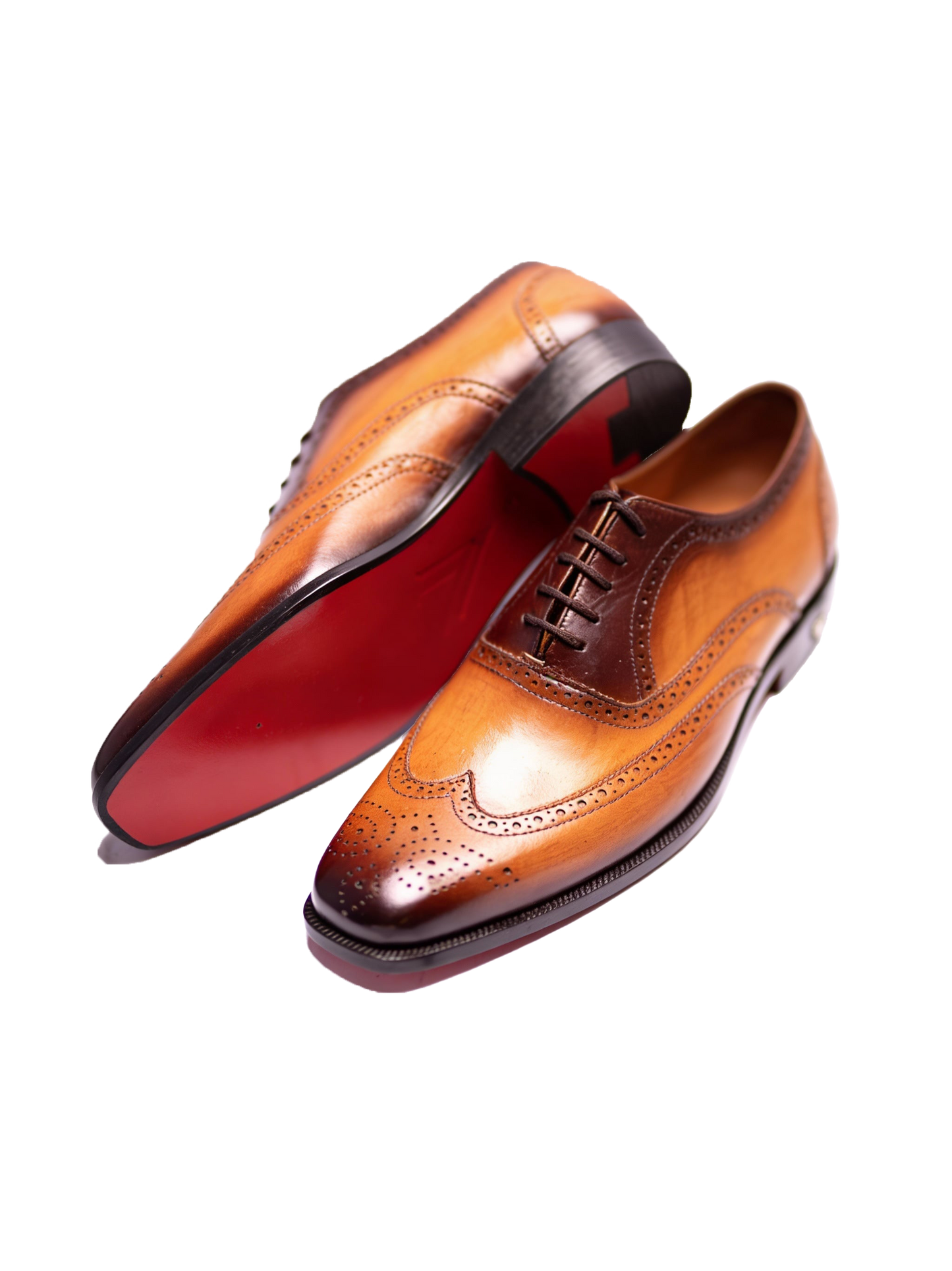 Handmade Tan/Brown Leather Brogue Oxford Shoes For Men
