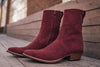 Customized Handmade Burgundy Cowboy Side Zipper Boots For Daryl Daniels